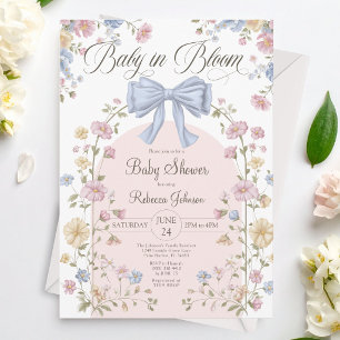 Baby In Bloom Pastell-Wildblumen-Babyparty Einladung