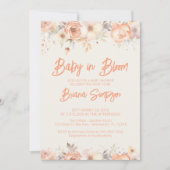 Baby in Bloom Peach Beige Elfenbeinblütendusche Einladung (Vorderseite)