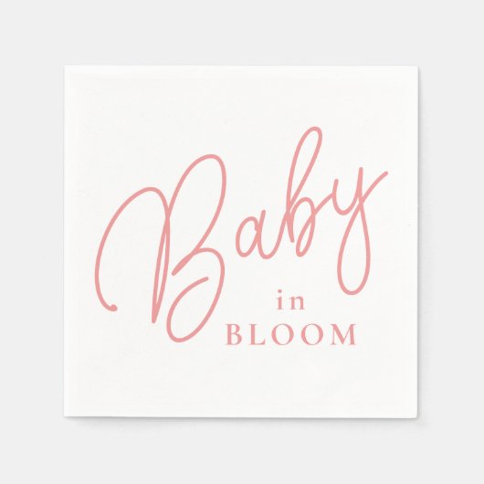 Baby in Bloom Peach Farbe Handschrift Script Serviette (Vorderseite)