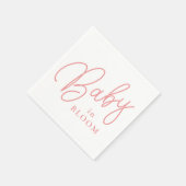 Baby in Bloom Peach Farbe Handschrift Script Serviette (Ecke)