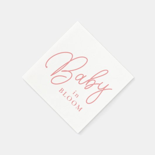 Baby in Bloom Peach Farbe Handschrift Script Serviette (Ecke)