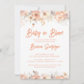 Baby in Bloom Peach Floral Baby Dusche Einladung (Vorderseite)