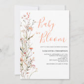 Baby in Bloom Peach floral Girl Baby Dusche Einladung (Vorderseite)