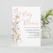Baby in Bloom Peach floral Girl Baby Dusche Einladung (Stehend Vorderseite)