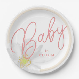 Baby in Bloom Peach White Daisy Thema Pappteller