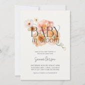 Baby in Bloom Peachy Kinderdusche Einladung (Vorderseite)