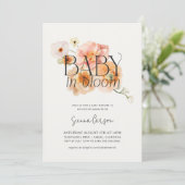 Baby in Bloom Peachy Kinderdusche Einladung (Stehend Vorderseite)