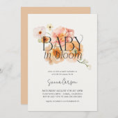 Baby in Bloom Peachy Kinderdusche Einladung (Vorne/Hinten)