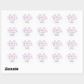 Baby in Bloom Pink and Blue Floral Cute Script Runder Aufkleber (Blatt)