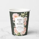 Baby in Bloom Pink Aquarell Blumenspülung Pappbecher (Rückseite)