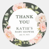 Baby in Bloom Pink Aquarell Blumenspülung Runder Aufkleber (Vorderseite)