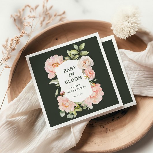 Baby in Bloom Pink Aquarell Blumenspülung Serviette