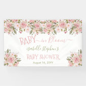Baby in Bloom Pink Blumenblütendusche Banner (Horizontal)