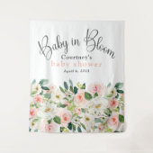 Baby in Bloom Pink Blumenblütendusche Wandteppich (Vorderseite)