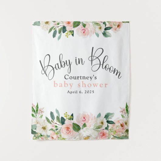 Baby in Bloom Pink Blumenblütendusche Wandteppich (Vorderseite)