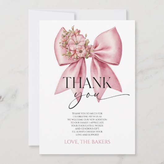 Baby in Bloom Pink Blumenknecht Baby Dusche Dankeskarte (Vorderseite)