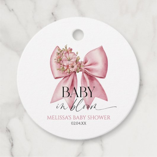 Baby in Bloom Pink Blumenknecht Baby Dusche Geschenkanhänger (Vorderseite)