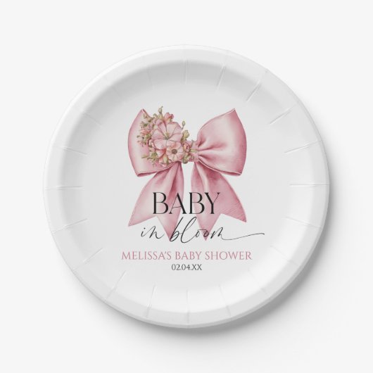 Baby in Bloom Pink Blumenknecht Baby Dusche Pappteller (Vorderseite)