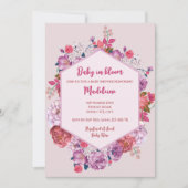 Baby in Bloom Pink Blumenkreide Kinderdusche Einladung (Vorderseite)