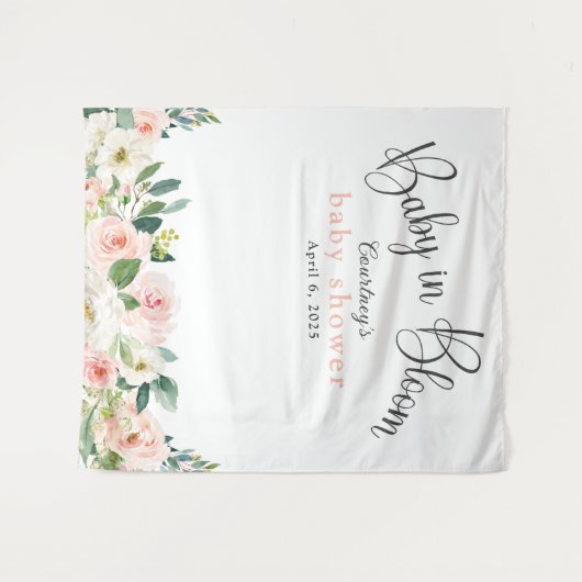 Baby in Bloom Pink Blumenspülung Wandteppich (Vorderseite (Horizontal))