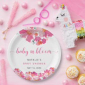 Baby in Bloom Pink Blütendusche Wasserfarbe Pappteller (Party)