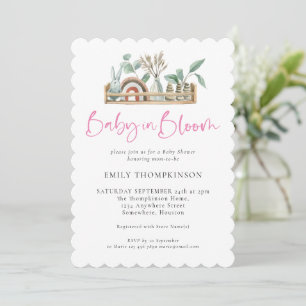 Baby in Bloom Pink Boho Girl Dusche Einladung