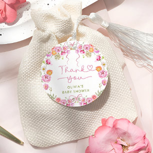Baby in Bloom Pink Bow Baby Dusche Danke Geschenkanhänger