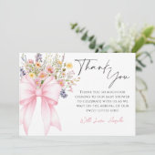 Baby in Bloom Pink Bow Baby Dusche Danke Karte (Stehend Vorderseite)