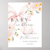 Baby in Bloom Pink Bow Baby Dusche Empfang Poster (Vorne)