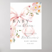 Baby in Bloom Pink Bow Baby Dusche Empfang Poster (Vorne)