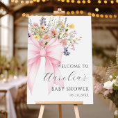 Baby in Bloom Pink Bow Baby Dusche Empfang Poster