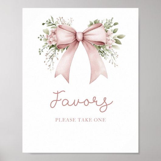 Baby in Bloom Pink Bow Baby Duschfavoriten Poster (Vorne)