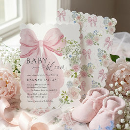 Baby in Bloom Pink Bow Baby Shower Einladung