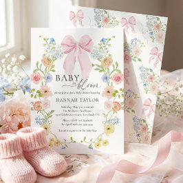Baby in Bloom Pink Bow Baby Shower Einladung