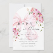 Baby In Bloom Pink Bow Baby Shower Invitation Einladung (Vorderseite)