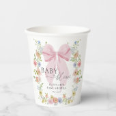 Baby in Bloom Pink Bow Baby Shower Pappbecher (Vorderseite)