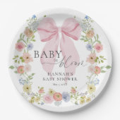 Baby in Bloom Pink Bow Baby Shower Pappteller (Vorderseite)