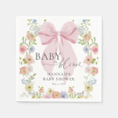 Baby in Bloom Pink Bow Baby Shower Serviette (Vorderseite)