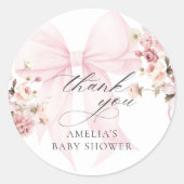 Baby In Bloom Pink Bow Baby Shower Sticker (Vorderseite)