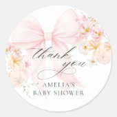 Baby in Bloom Pink Bow Babyaufkleber Runder Aufkleber (Vorderseite)