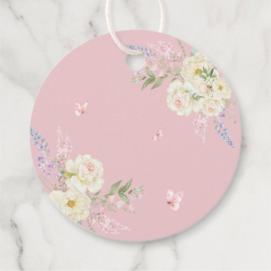 Baby in Bloom Pink Bow Babydusche Danke Geschenkanhänger (Rückseite)