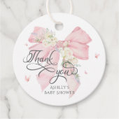 Baby in Bloom Pink Bow Babydusche Danke Geschenkanhänger (Vorderseite)