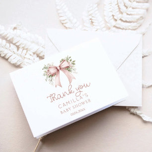 Baby in Bloom Pink Bow Babydusche Dankeskarte