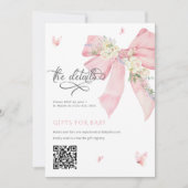 Baby in Bloom Pink Bow Babydusche Details Karte (Vorderseite)