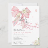 Baby in Bloom Pink Bow Babydusche Einladung (Vorderseite)