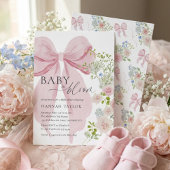 Baby in Bloom Pink Bow Babydusche Einladung