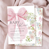 Baby in Bloom Pink Bow Babydusche Einladung