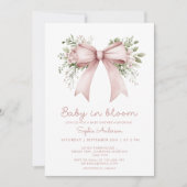 Baby in Bloom Pink Bow Babydusche Einladung (Vorderseite)