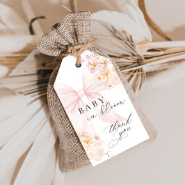 Baby in Bloom Pink Bow Babydusche Geschenk-Tag Geschenkanhänger
