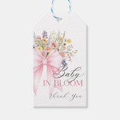 Baby in Bloom Pink Bow Babydusche Geschenkmarken Geschenkanhänger (Vorderseite)